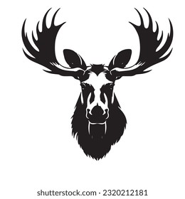 moose black and white vector illustration 