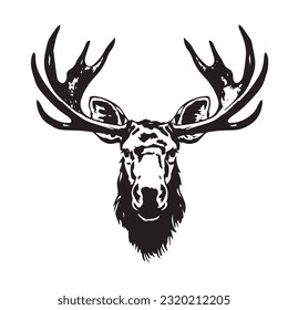 moose black and white vector illustration 