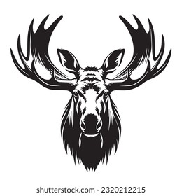 moose black and white vector illustration 