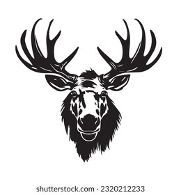 moose black and white vector illustration 