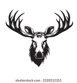 moose black and white vector illustration 
