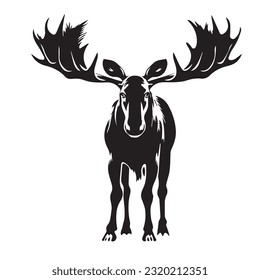 moose black and white vector illustration 