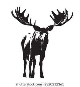 moose black and white vector illustration 