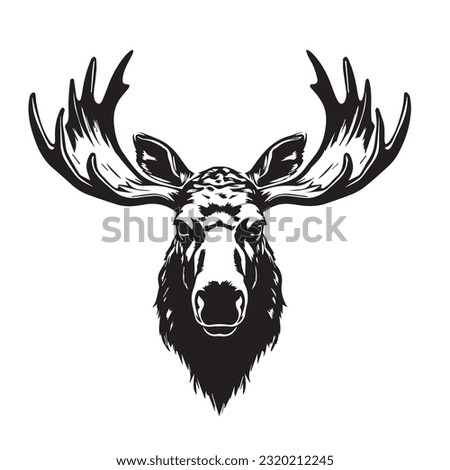 moose black and white vector illustration 
