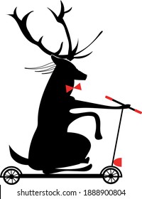 Moose with bow-tie on scooter