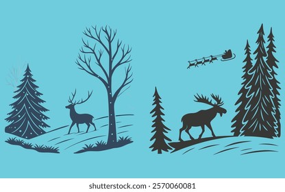 Moose bundle design art and illustrator eps