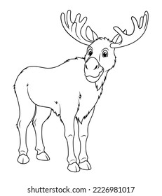 Moose Cartoon Animal Illustration BW