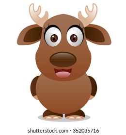Moose Cartoon - Canadian Moose With Antlers Vector
