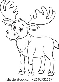 Moose cartoon coloring sheet perfect for kids and wildlife fun
