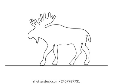 Moose continuous one line drawing vector illustration. Premium vector