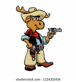 Moose  cowboy - funny sheriff vector illustration 