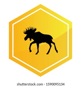 Moose Crossing Warning Vector Icon Sign