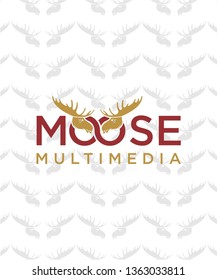 Moose deer antler head logo design, vector