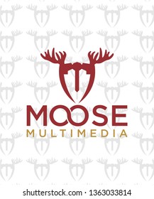 Moose deer antler head logo design, vector