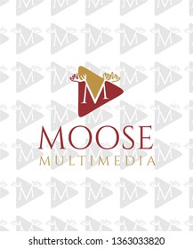 Moose deer antler head logo design, vector