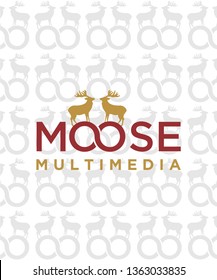 Moose deer antler head logo design, vector