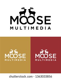 Moose deer antler head logo design, vector