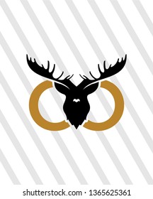 Moose deer antler head logo design, vector