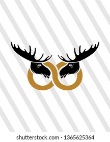 Moose deer antler head logo design, vector