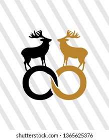 Moose deer antler head logo design, vector