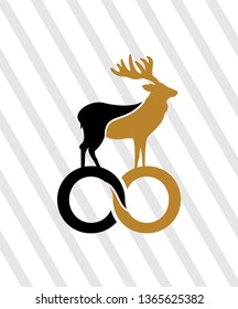 Moose deer antler head logo design, vector