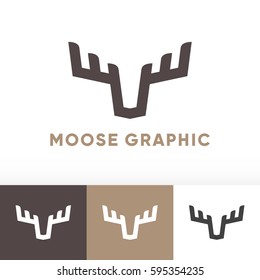 Moose Deer Antler Head Logo Graphic Icon Design