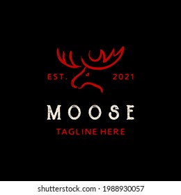 Moose Deer dry ink brush logo vector icon illustration design