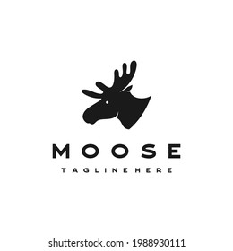 Moose Deer Head Silhouette Vector Logo Illustration Design