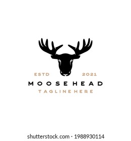 Moose Deer Head Silhouette Vector Logo Illustration Design
