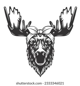 Moose deer headband bandana line art. Farm Animal. deer logos or icons. vector illustration