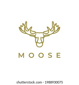 Moose Deer line art logo vector icon illustration design