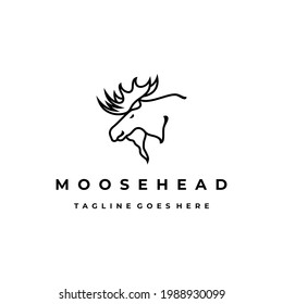 Moose Deer line art logo vector icon illustration design