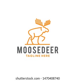 Moose Deer Line Logo Design Template Inspiration - Vector