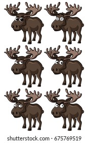 Moose with different facial expressions illustration