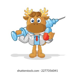 the moose doctor holding medichine and injection