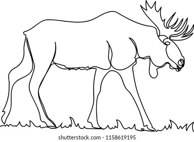 Moose. Doodle. continuous sketch. one line