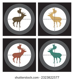Ilustración Del Vector Objetivo De Animales De Alce O Alce. Objetivo de venado. Animales En El Alcance De La Mirada De Rifle O De La Pistola