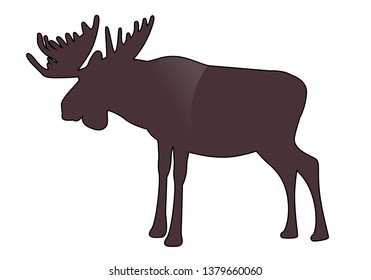 Moose or Elk with big horns isolated on white background