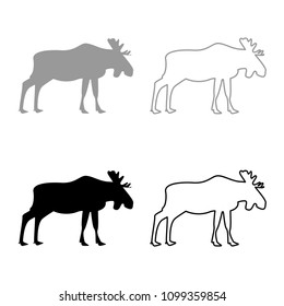 Moose elk icon set grey black color outline