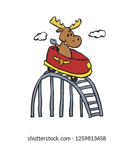 moose enjoy roller coaster ride 