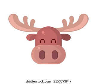 Moose Face Cartoon Icon Isolated