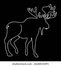 Moose face one line art illustration