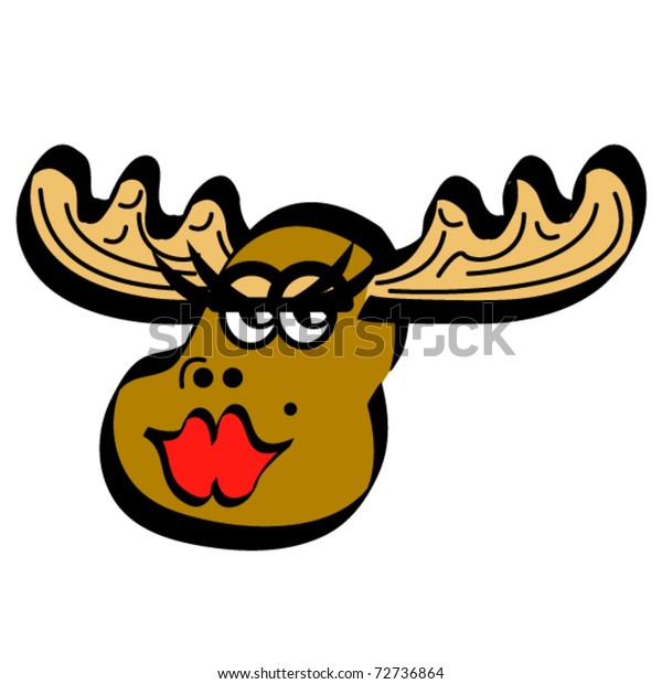 Moose Female Cartoon Smiling Wearing Red Stock Vector (Royalty Free ...