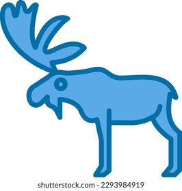 Moose Filled Blue Vector Icon Design