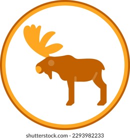 Moose Flat Circle Vector Icon Design