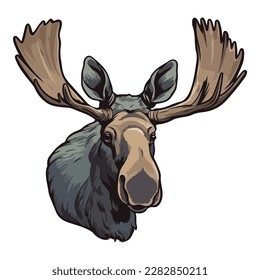 Moose Flat Icon Isolated On White Background