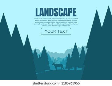 The moose in the forest. Vector illustration landscape
