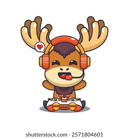 moose gamer cartoon vector illustration. Vector cartoon Illustration suitable for poster, brochure, web, mascot, sticker, logo and icon.