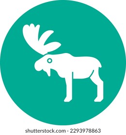 Moose Glyph Circle Vector Icon Design