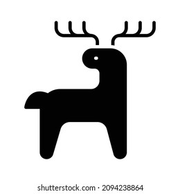 Moose Glyph Icon Animal Vector 